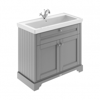 Hudson Reed Old London Floor Standing Vanity Unit with 1TH Classique Basin 1000mm Wide - Storm Grey | Product Image