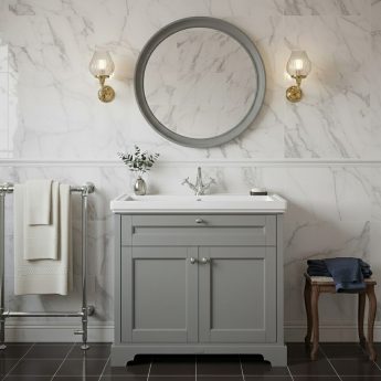 Hudson Reed Old London Floor Standing Vanity Unit with 1TH Classique Basin 1000mm Wide - Storm Grey | Product Image