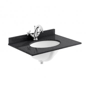 Hudson Reed Old London Floor Standing Vanity Unit with 1TH Black Marble Top Basin 600mm Wide - Twilight Blue
