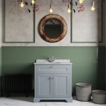 Hudson Reed Old London Floor Standing Vanity Unit with 1TH Grey Marble Top Basin 800mm Wide - Storm Grey