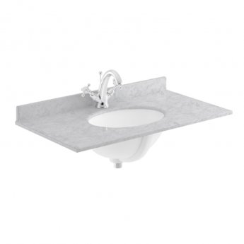 Hudson Reed Old London Floor Standing Vanity Unit with 1TH Grey Marble Top Basin 800mm Wide - Twilight Blue