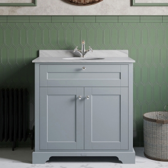 Hudson Reed Old London Floor Standing Vanity Unit with 1TH Grey Marble Top Basin 800mm Wide - Storm Grey