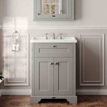 Hudson Reed Old London Floor Standing Vanity Unit with 3TH Basin 600mm Wide - Storm Grey | Product Image