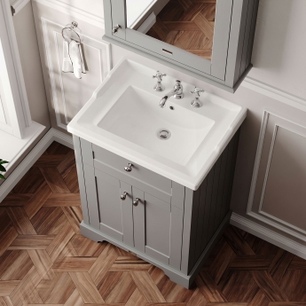 Hudson Reed Old London Floor Standing Vanity Unit with 3TH Basin 600mm Wide - Storm Grey | Product Image