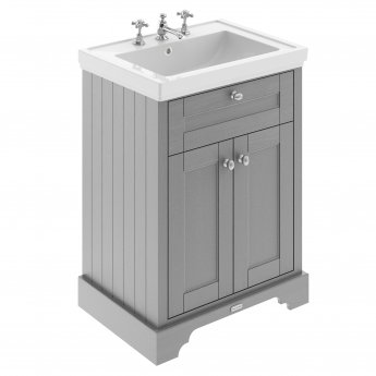 Hudson Reed Old London Floor Standing Vanity Unit with 3TH Classic Basin 600mm Wide - Storm Grey