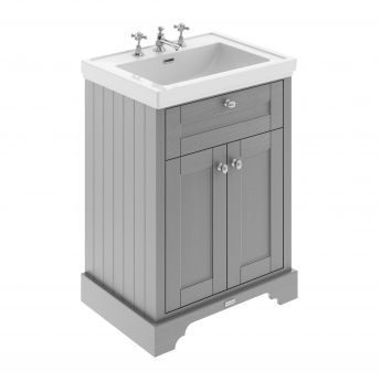 Hudson Reed Old London Floor Standing Vanity Unit with 3TH Classic Basin 600mm Wide - Storm Grey