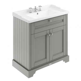 Hudson Reed Old London Floor Standing Vanity Unit with 3TH Basin 800mm Wide - Storm Grey