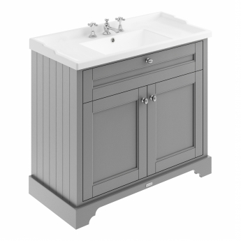 Hudson Reed Old London Floor Standing Vanity Unit with 3TH Basin 1000mm Wide - Storm Grey