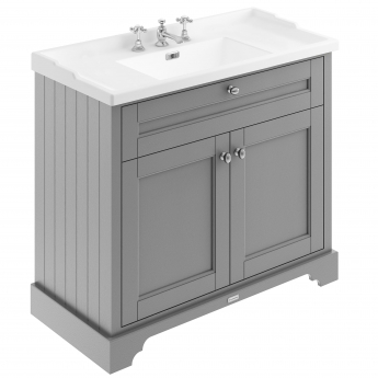 Hudson Reed Old London Floor Standing Vanity Unit with 3TH Basin 1000mm Wide - Storm Grey | Product Image