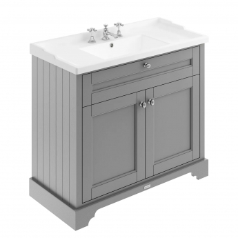 Hudson Reed Old London Floor Standing Vanity Unit with 3TH Basin 1000mm Wide - Storm Grey | Product Image