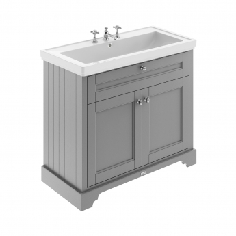Hudson Reed Old London Floor Standing Vanity Unit with 3TH Classique Basin 1000mm Wide - Storm Grey | Product Image