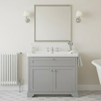 Hudson Reed Old London Floor Standing Vanity Unit with 3TH Classique Basin 1000mm Wide - Storm Grey | Product Image