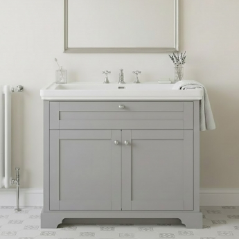 Hudson Reed Old London Floor Standing Vanity Unit with 3TH Classique Basin 1000mm Wide - Storm Grey | Product Image