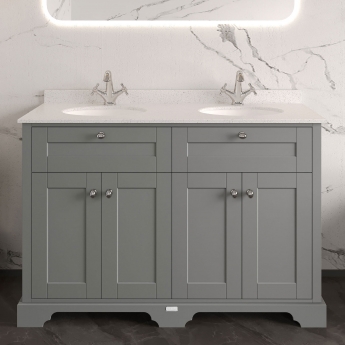 Hudson Reed Old London Twin Marble Top 1200mm Floor Standing Vanity Unit