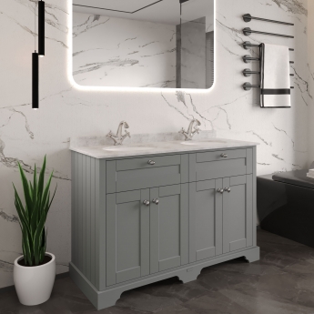 Hudson Reed Old London Floor Standing Vanity Unit with 1TH Grey Marble Top Basin 1200mm Wide - Storm Grey