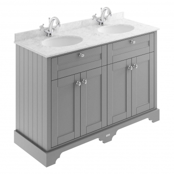 Hudson Reed Old London Floor Standing Vanity Unit with 1TH Grey Marble Top Basin 1200mm Wide - Storm Grey