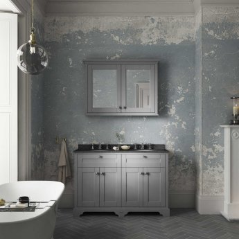 Hudson Reed Old London Floor Standing Vanity Unit with 3TH Black Marble Top Basin 1200mm Wide - Storm Grey