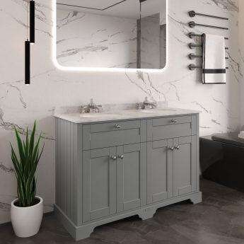 Hudson Reed Old London Floor Standing Vanity Unit with 3TH Grey Marble Top Basin 1200mm Wide - Storm Grey | Product Image