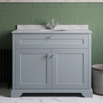 Hudson Reed Old London Floor Standing Vanity Unit with 1TH Grey Marble Top Basin 1000mm Wide - Storm Grey