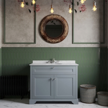 Hudson Reed Old London Floor Standing Vanity Unit with 3TH White Marble Top Basin 1000mm Wide - Storm Grey | Product Image