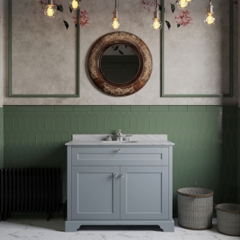 Hudson Reed Old London Floor Standing Vanity Unit with 3TH Grey Marble Top Basin 1000mm Wide - Storm Grey | Product Image