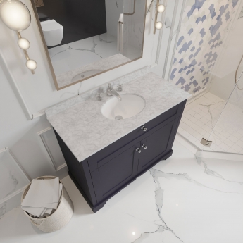 Hudson Reed Old London Floor Standing Vanity Unit with 3TH Grey Marble Top Basin 1000mm Wide - Storm Grey