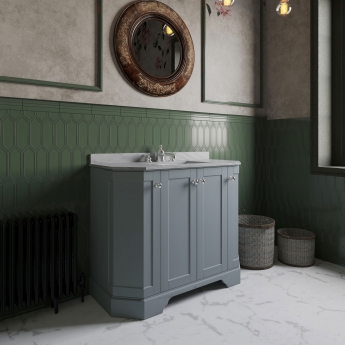 Hudson Reed Old London Angled Floor Standing Vanity Unit with 3TH Grey Marble Top Basin 1000mm Wide - Storm Grey