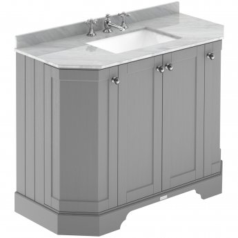 Hudson Reed Old London Angled Floor Standing Vanity Unit with 3TH Grey Marble Top Basin 1000mm Wide - Storm Grey