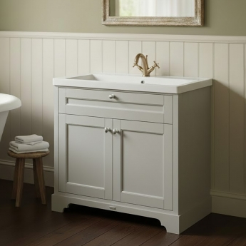 Hudson Reed Old London Floor Standing Vanity Unit with 1TH Contemporary Basin 1000mm Wide - Storm Grey | Product Image