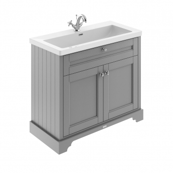 Hudson Reed Old London Floor Standing Vanity Unit with 1TH Contemporary Basin 1000mm Wide - Storm Grey | Product Image
