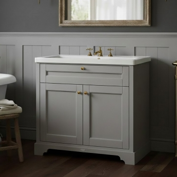 Hudson Reed Old London Floor Standing Vanity Unit with 3TH Contemporary Basin 1000mm Wide - Storm Grey | Product Image