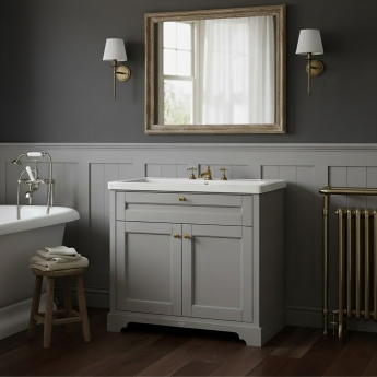 Hudson Reed Old London Floor Standing Vanity Unit with 3TH Contemporary Basin 1000mm Wide - Storm Grey | Product Image