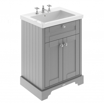 Hudson Reed Old London Floor Standing Vanity Unit with 3TH Contemporary Basin 600mm Wide - Storm Grey | Product Image