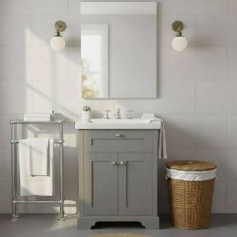 Hudson Reed Old London Floor Standing Vanity Unit with 3TH Contemporary Basin 600mm Wide - Storm Grey | Product Image