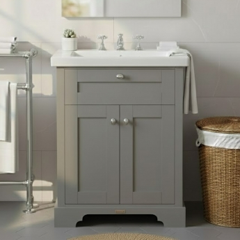 Hudson Reed Old London Floor Standing Vanity Unit with 3TH Contemporary Basin 600mm Wide - Storm Grey | Product Image