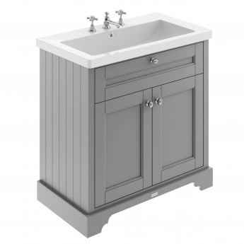 Hudson Reed Old London Floor Standing Vanity Unit with 3TH Contemporary Basin 800mm Wide - Storm Grey | Product Image