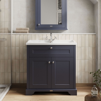 Hudson Reed Old London Floor Standing Vanity Unit with 1TH Basin 800mm Wide - Twilight Blue | Product Image