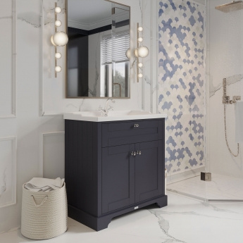Hudson Reed Old London Floor Standing Vanity Unit with 1TH Basin 800mm Wide - Twilight Blue
