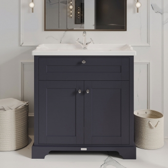 Hudson Reed Old London Floor Standing Vanity Unit with 1TH Basin 800mm Wide - Twilight Blue