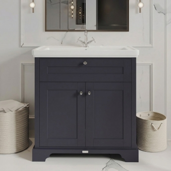 Hudson Reed Old London Floor Standing Vanity Unit with 1TH Classic Basin 800mm Wide - Twilight Blue