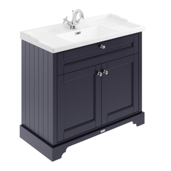 Hudson Reed Old London Floor Standing Vanity Unit with 1TH Basin 1000mm Wide - Twilight Blue | Product Image