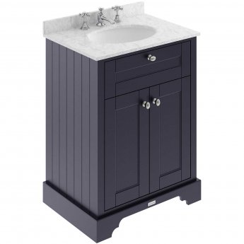 Hudson Reed Old London Floor Standing Vanity Unit with 3TH Grey Marble Top Basin 600mm Wide - Twilight Blue
