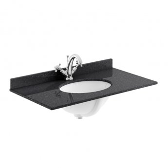 Hudson Reed Old London Floor Standing Vanity Unit with 1TH Black Marble Top Basin 800mm Wide - Twilight Blue
