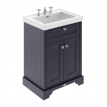 Hudson Reed Old London Floor Standing Vanity Unit with 3TH Classic Basin 600mm Wide - Twilight Blue