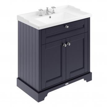 Hudson Reed Old London Floor Standing Vanity Unit with 3TH Basin 800mm Wide - Twilight Blue