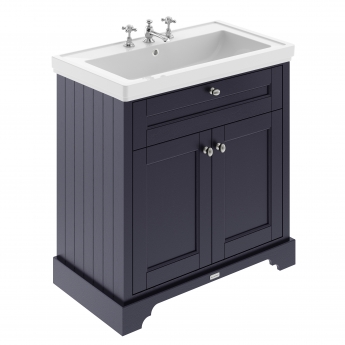 Hudson Reed Old London Floor Standing Vanity Unit with 3TH Classic Basin 800mm Wide - Twilight Blue