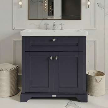 Hudson Reed Old London Floor Standing Vanity Unit with 3TH Classic Basin 800mm Wide - Twilight Blue