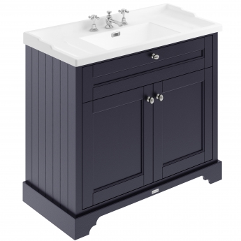 Hudson Reed Old London Floor Standing Vanity Unit with 3TH Basin 1000mm Wide - Twilight Blue | Product Image