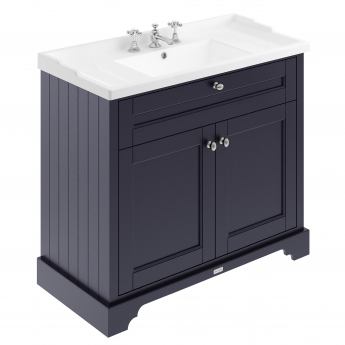 Hudson Reed Old London Floor Standing Vanity Unit with 3TH Basin 1000mm Wide - Twilight Blue