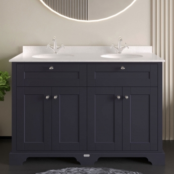 Hudson Reed Old London Twin Marble Top 1200mm Floor Standing Vanity Unit